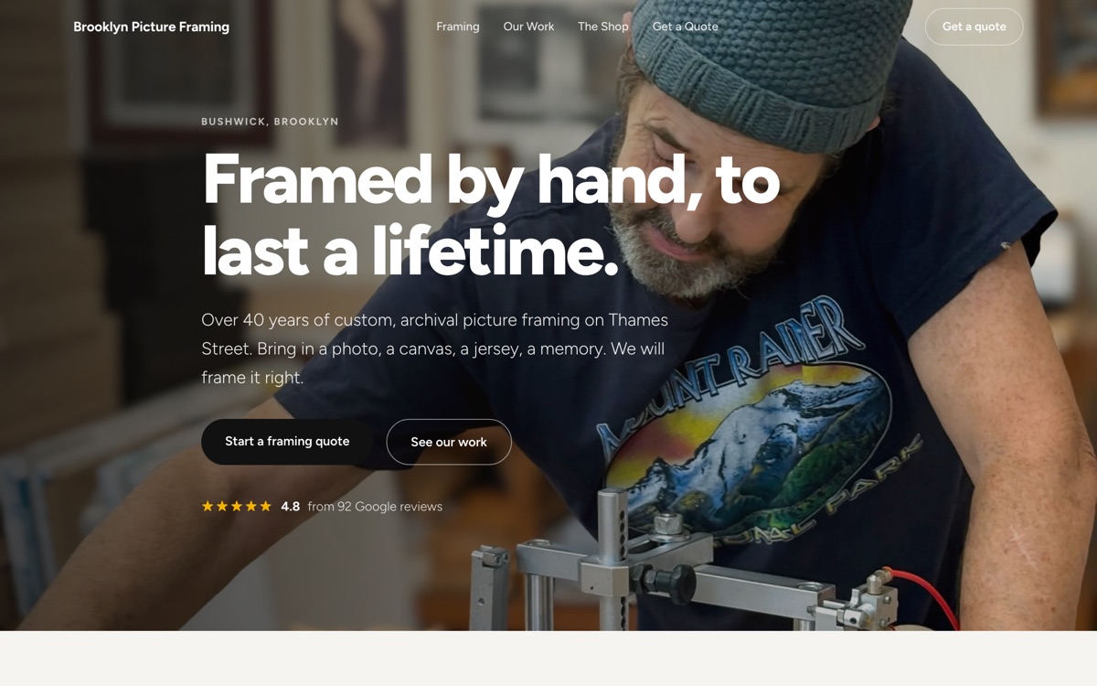 Brooklyn Picture Framing website preview