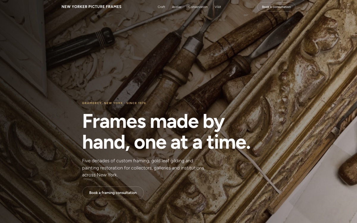 New Yorker Picture Frames website preview
