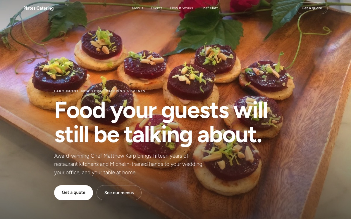 Plates Catering website preview