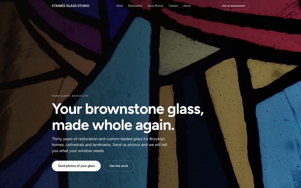 Stained Glass Studio website preview